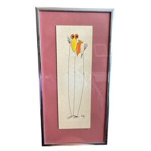 Barbara Entz Original Signed Animal Birds Watercolor Art Framed